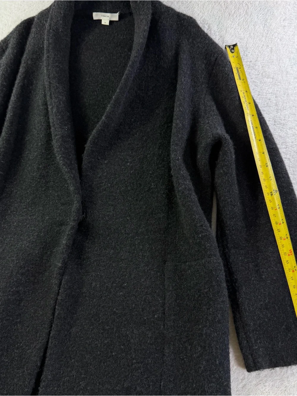 Vince Collar Cardigan Coat Merino Wool Alpaca Black S Relaxed Oversized Charcoal
